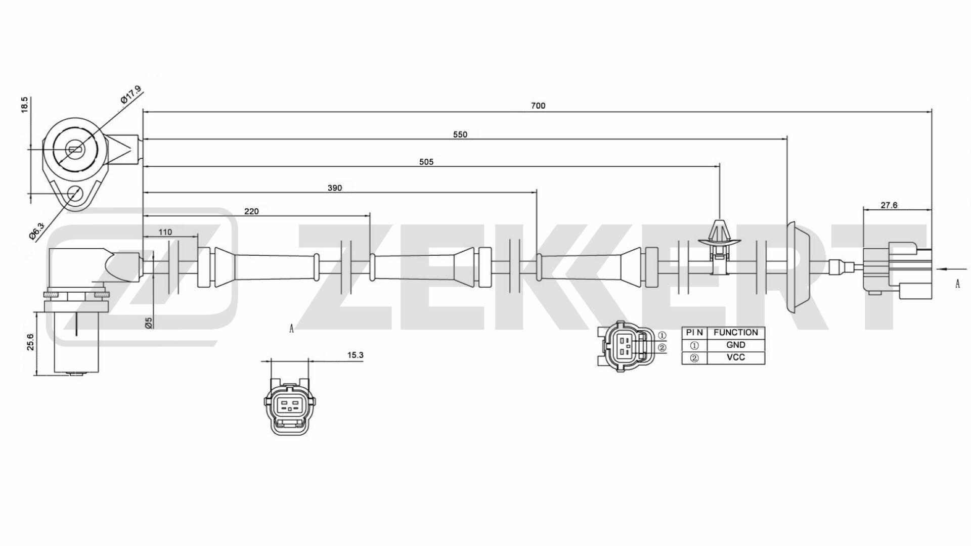 Датчик ABS передний левый Chevrolet Aveo (T200 T250 T255) 03- Daewoo Kalos (KLAS) 02-