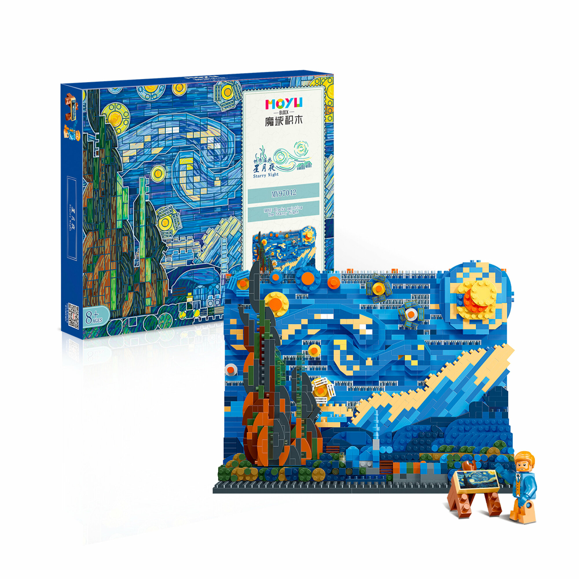 фото Пластиковый 3D конструктор MOYU Звездная ночь, Ван Гог из мини-блоков, 1858 деталей