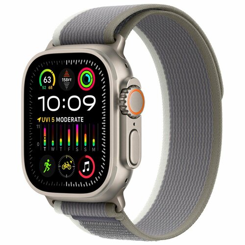 Умные часы Apple Watch Ultra 2 49mm Titanium CaseGreenGray Trail Loop-SM A2986 MRF33SEA 9799900₽