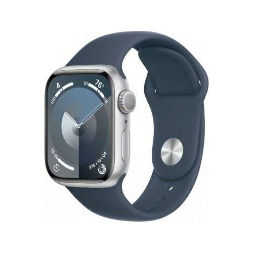 Умные часы Apple Watch Series 9 GPS 45 мм Aluminium Case with Sport Band M/L, silver/storm blue