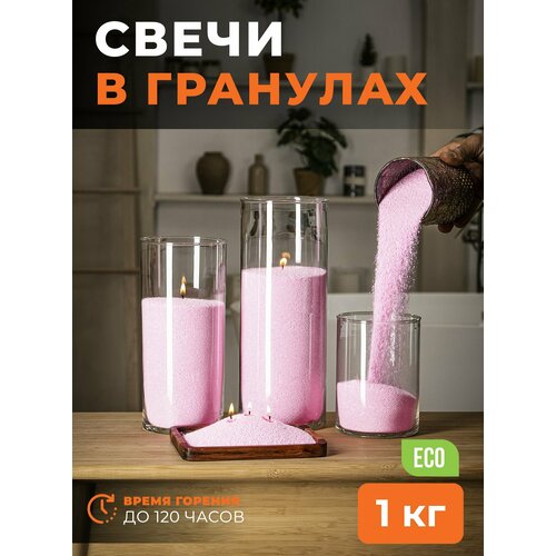 фото Свечи ароматические насыпные roscandles нежно-розовые, 1 кг воска + фитиль 2м