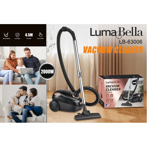 Пылесос тихий бытовой пылесос компактный передвижной пылесос для дома офиса2000Вт 15л шнур 45 м черный домашний контейнер 560600₽