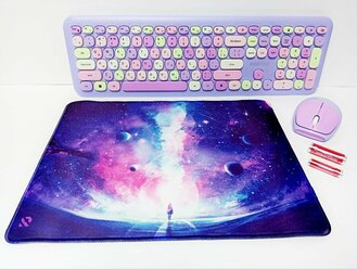 Комплект клавиатура + мышь SmartBuy 666395AG-V + коврик 360x270x3мм для мыши, фиолетовый цвет