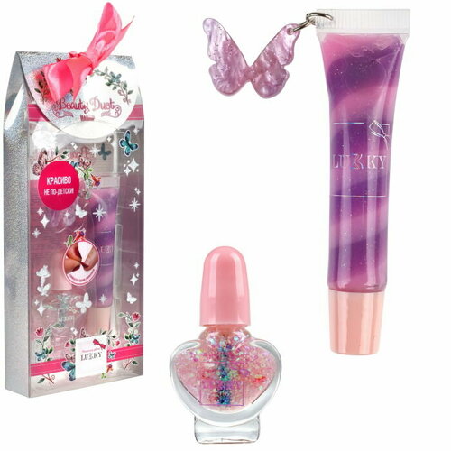 Набор Lukky Beauty Duet блеск для губ и лак для ногтей, цв. розовый детская декоративная косметика для девочек помада для губ красная детская косметика