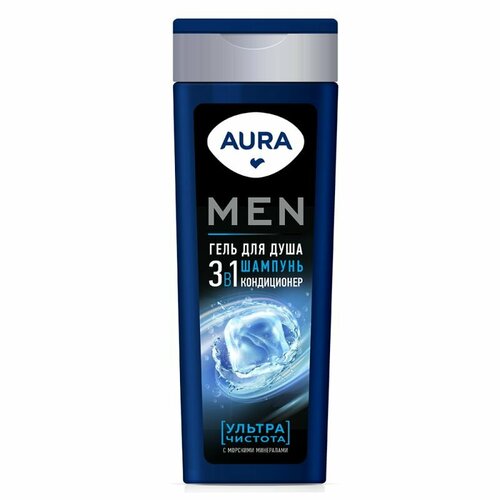 Гель д/душа Aura Men 3в1 ультра чистота 380мл