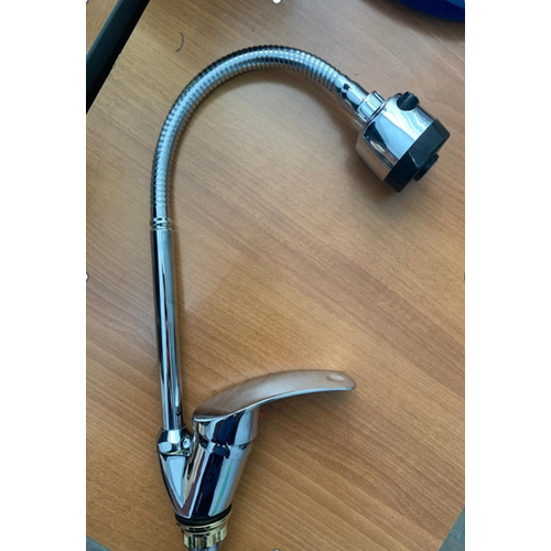 Смеситель для кухнимойкираковины гибкий носик из нержавеющей стали 48см ручка рычаг крепление на гайке 1650₽