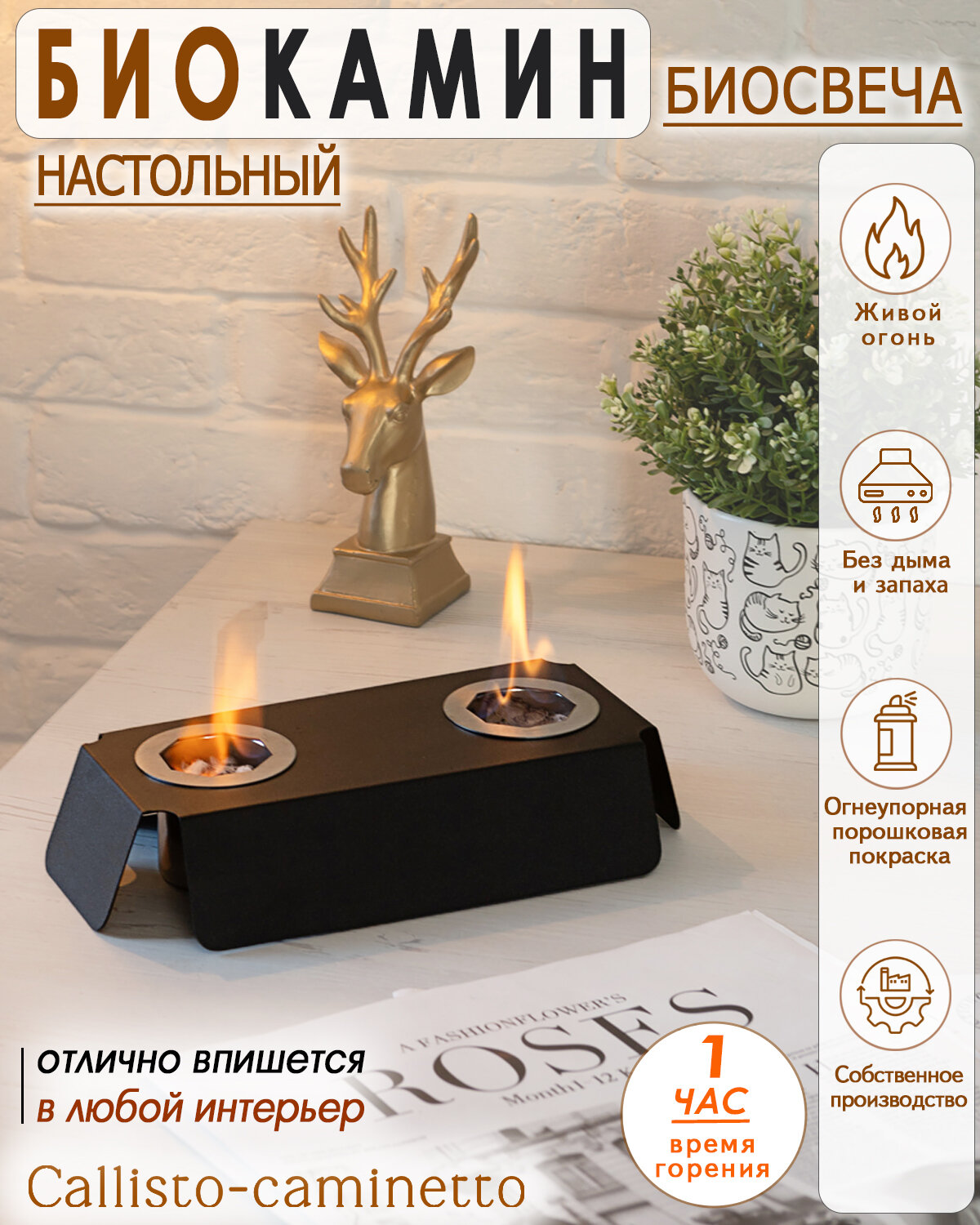 фото Биокамин настольный Callisto-caminetto, биосвеча Агни С005.0А00