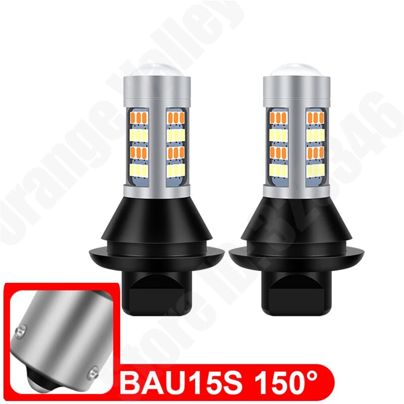 2 шт. 7440 ba15s BAU15S 1156 p21w T20 W21W WY21W Canbus светильник поворотник двойной режим DRL светодиодный Внешнее освещение светильник s 1156 bau15s White and Yellow