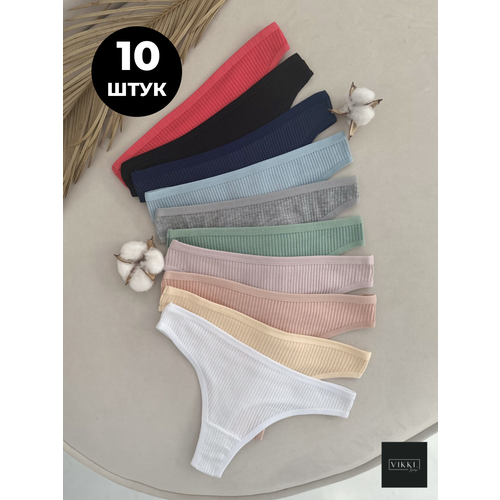 фото Трусы vikki., 10 шт., размер 44-46, бежевый, черный, белый, пыльная роза, серый, голубой