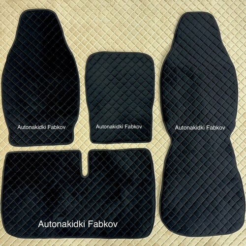Чехлы накидки на сиденья из стёганного велюра цвет черный для JAC 80 JAC 120 Джак 80 120 с боковинами и силиконовой противоскользящей основой.