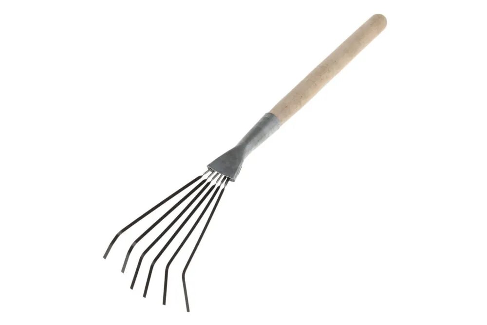 фото Грабли веерные цветочные проволочные 6-зуб. оцинк. с черенком