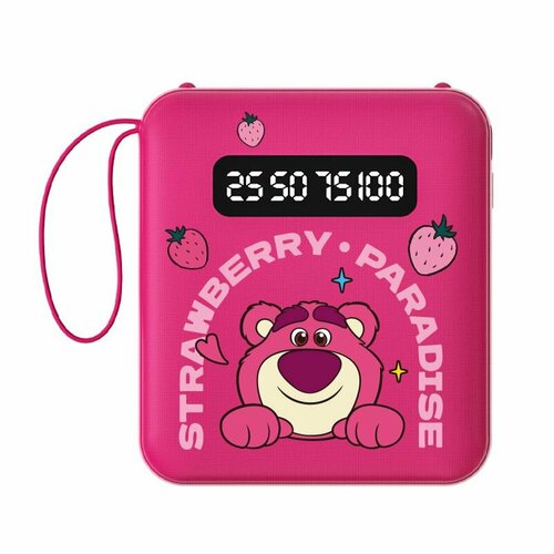 Внешний аккумулятор с картинкой Disney 4в1 10000 mAh Powerbank Fast Charue 4 входа TYPE-C lightning USB microUsb Розовый Медведь 4400₽