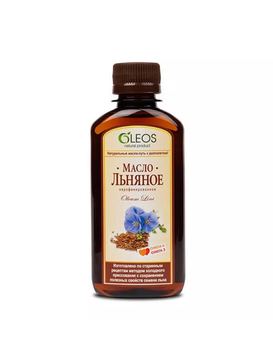 фото Масло пищевое Льняное Олеос 200 мл