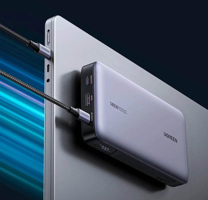 Внешний аккумулятор Ugreen PB205 25000mAh PD145W 2хType-C +1хUSB-A (90597A), тёмно-синий/ повербанк — фото 1