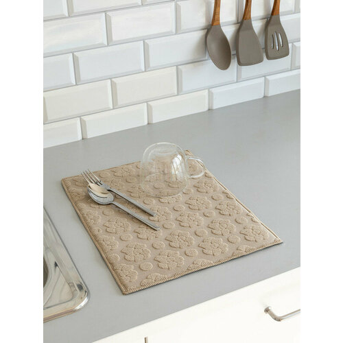 Коврик для сушки посуды LUCKY Розы 30x40см микрофибра бежевый 358₽