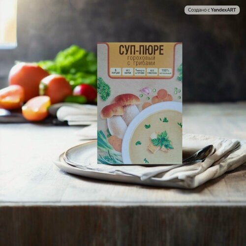 Изображение товара Суп-пюре Street Lunch, гороховый, с грибами, без варки, 240 гр