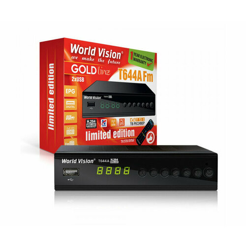 World Vision T644AFM эфирный цифровой приемник DVB-T/T2/C с FM-тюнером , бесплатное ТВ