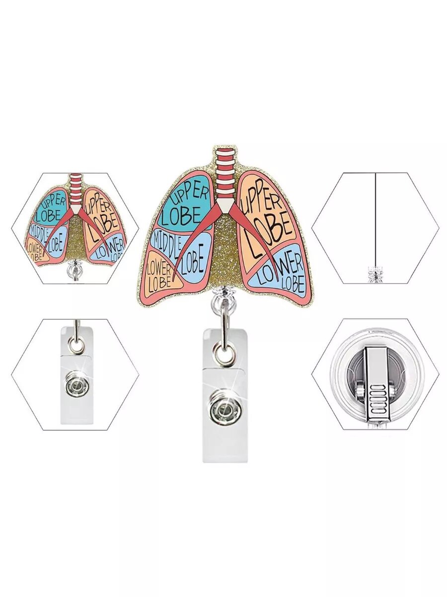 Насадка на бейдж PRELESTI в виде легких для врача разноцветная — фото 1