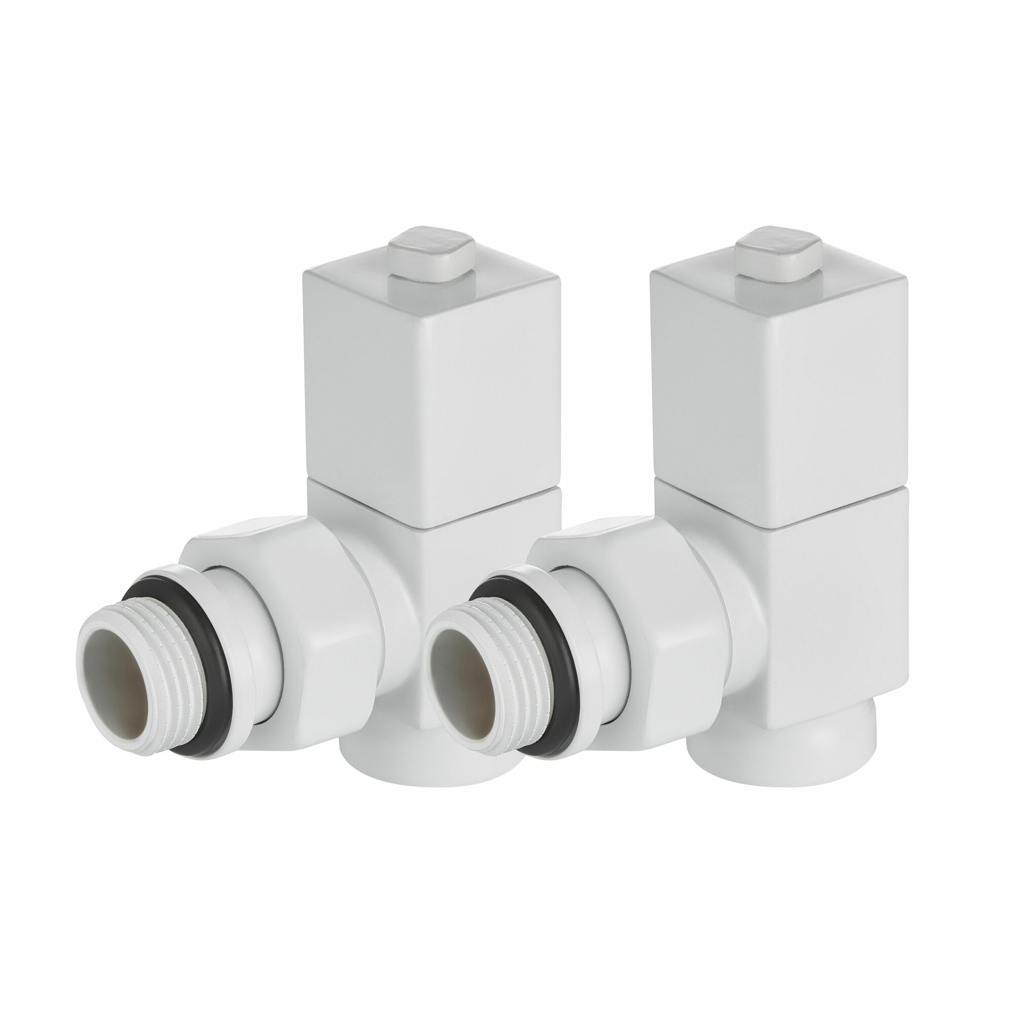 Набор дизайн-вентилей Royal Thermo CUBE, угловой (белый) 1/2" — фото 1