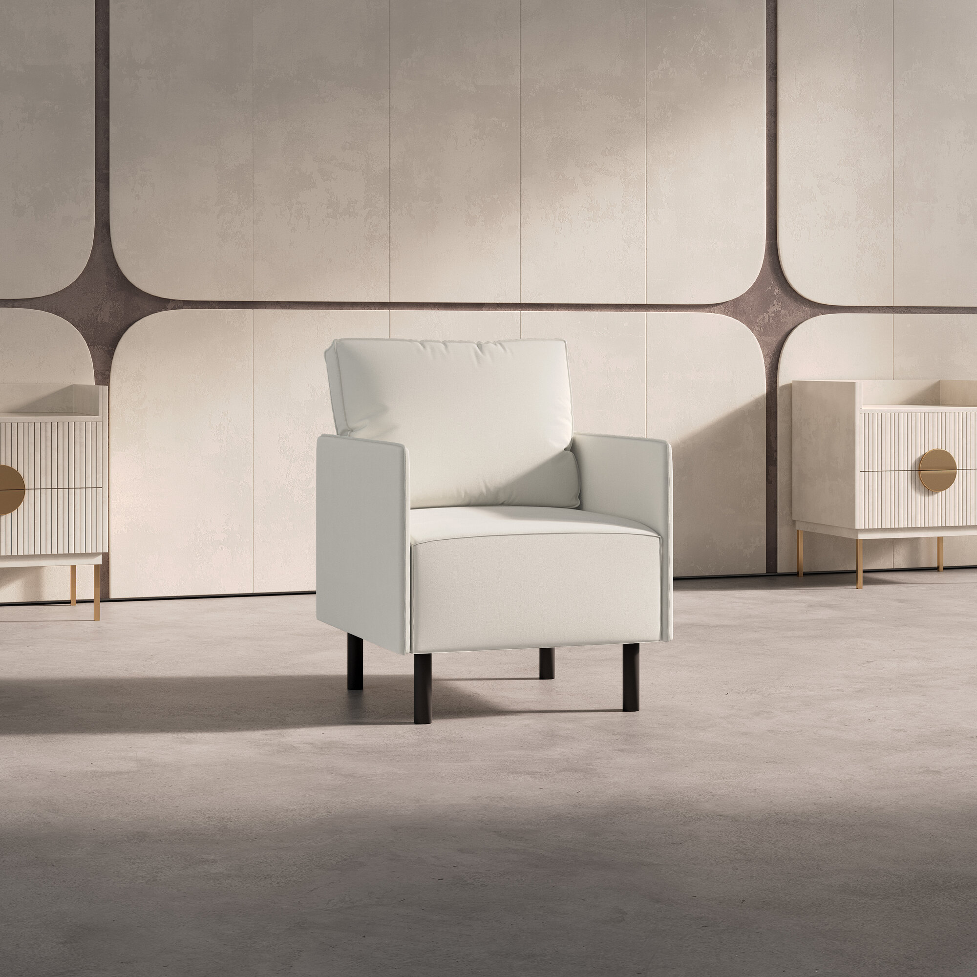 Кресло ORION с подушкой универсальное в офис студию антивандальный велюр белое