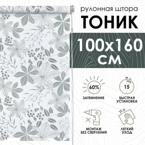 фото Рулонная штора эскар тоник, полиэстер, цвет серый, размер 100х160 см