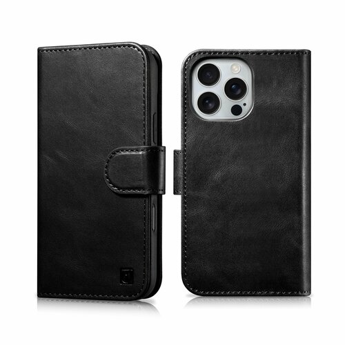 фото Книжка+накладка чехол из натуральной кожи 2 в 1 oil wax premium leather для iphone 16 pro max icarer