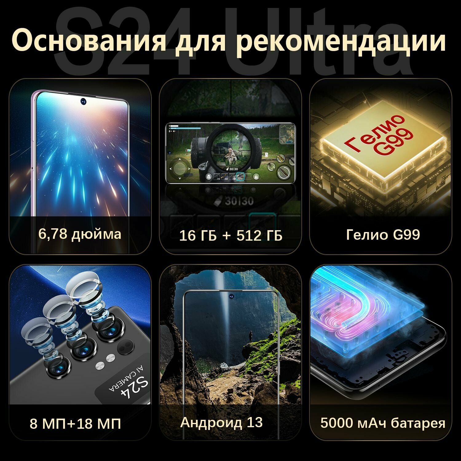 Смартфон s24 Смартфон с таким же внешним видом, как — фото 1