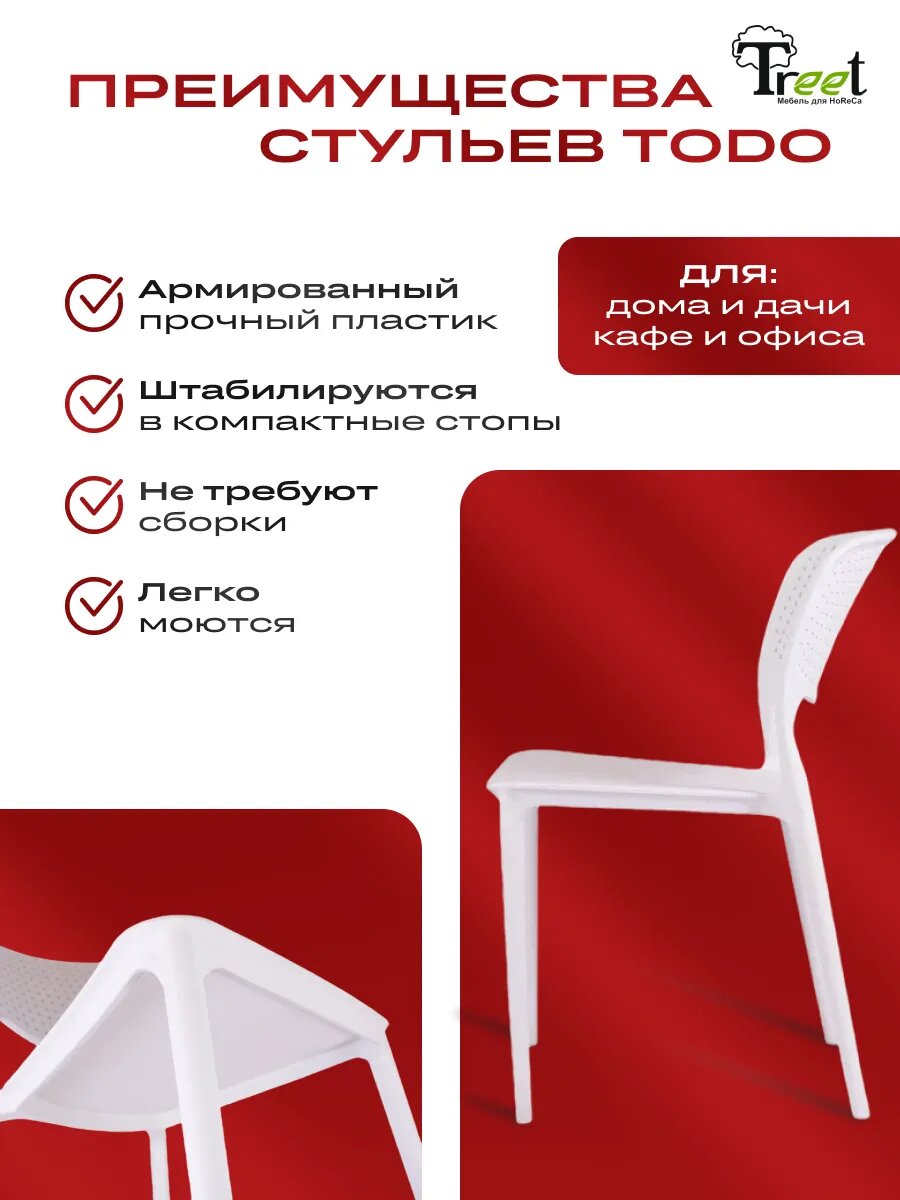 Комплект из 4-х стульев TODO для кухни, дачи, ресторанов, кафе - премиальный пластик — фото 1