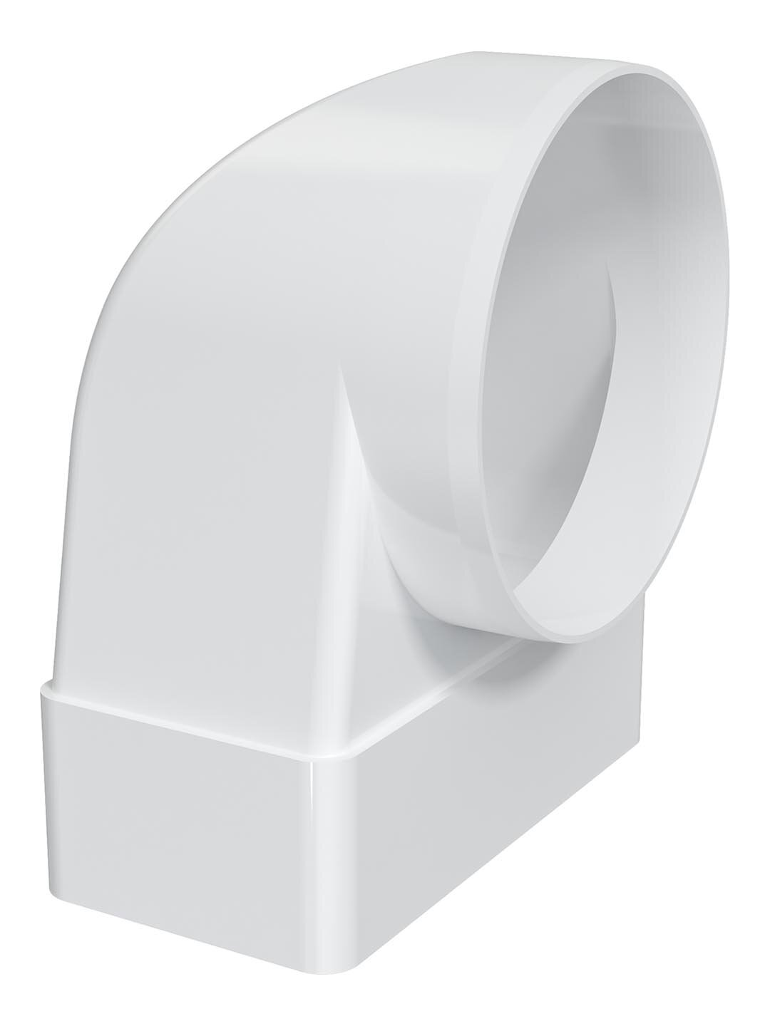 Переходник ERA 612СК10КП, D100 90° 60х120 мм, пластик, прямоугольный/круглый, белый — фото 1