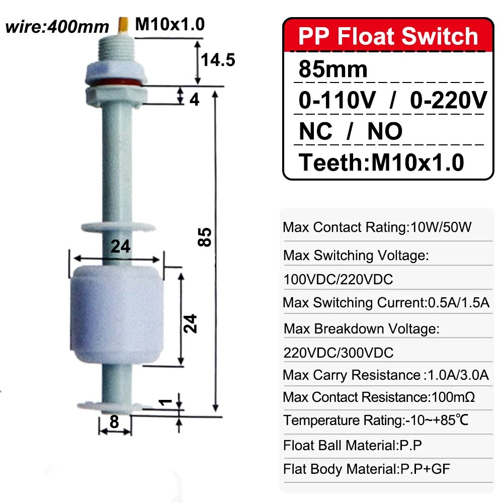 Поплавковый выключатель GoGoPanda ZP2508-ZP15010 ZP8510 Normal Open 110 В