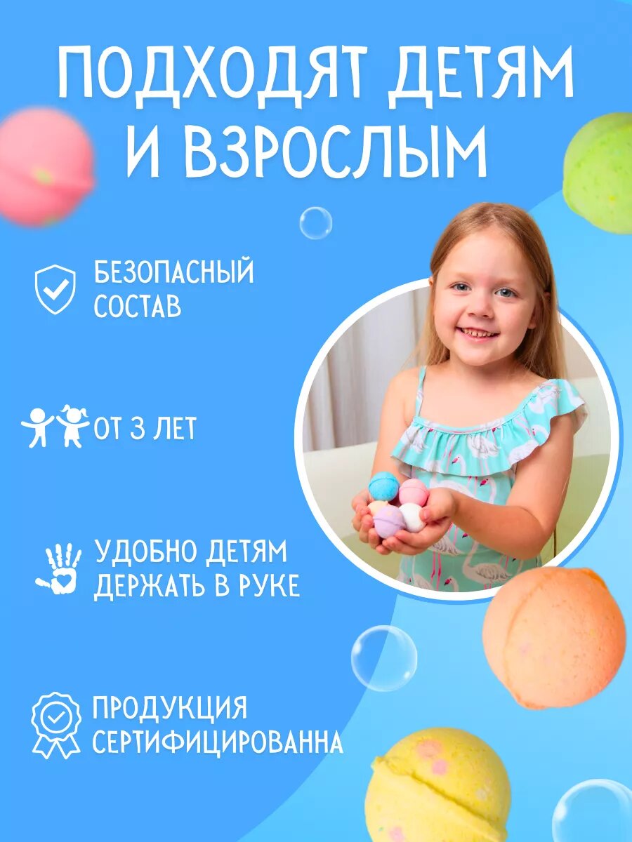 Набор бомбочек для ванны Kloob, гипоаллергенные, фруктовые ароматы, 12шт — фото 1