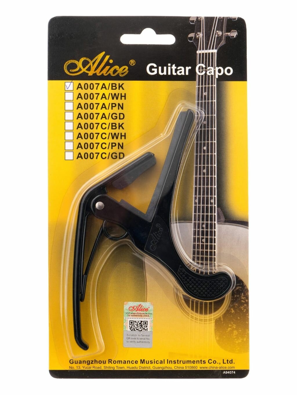 Каподастр Alice A007A/BK