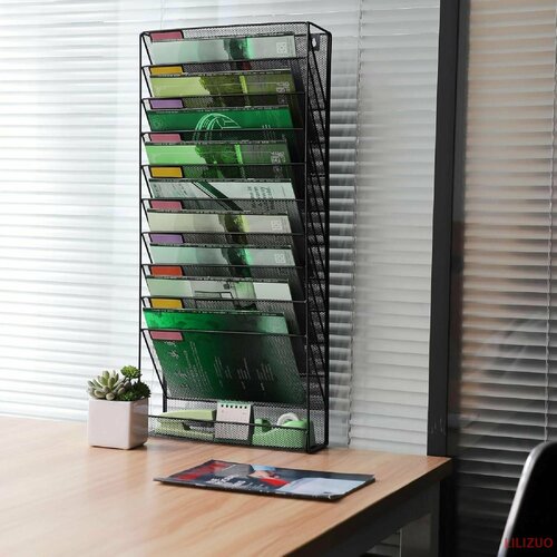 Органайзер для канцелярии 11 уровней вертикальный, Лоток для бумаг металлический, подставка канцелярская А4 LILIZUO