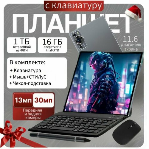 Планшет 116 с клавиатурой и стилусом андроид 16 Гб ОЗУ 1 ТБ внутреннее хранилище для учебы и работы мощный 956800₽