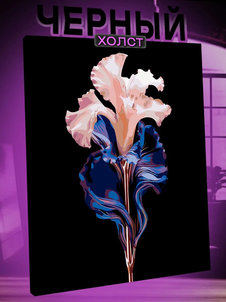 Картина по номерам на черном холсте