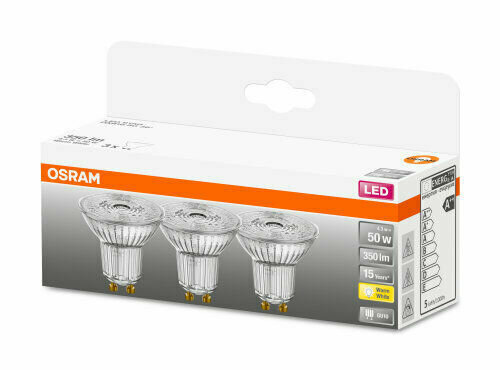 3шт/уп. Лампа LED Софит 4.3Вт 220V GU10 PAR16 350Лм D-51mm L-55mm 2700К (ECO35)OSRAM уп. 1шт