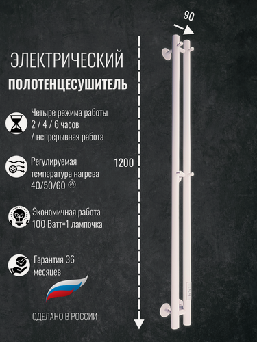 Изображение товара Полотенцесушитель электрический Маргроид Вид Inaro-2 120x6 белый матовый