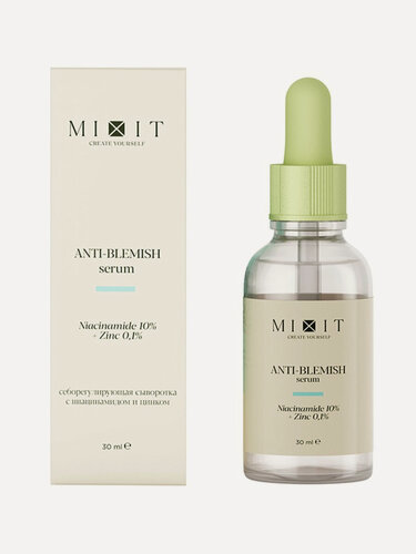Изображение товара Сыворотка для лица MIXIT SKIN CHEMISTRY себорегулирующая с нициамидом и цинком (для проблемной кожи) 30 мл