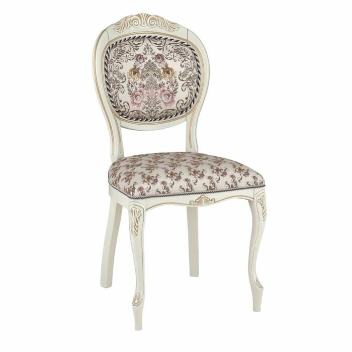 Стул С16 (тон 308 слон. кость/пат. золото /Мармарис-беж+Мармарис-компаньон-бежевый