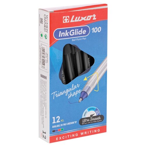 Купить Ручка шариковая InkGlide 100 Icy синяя, 0.7мм, трехгран 16702/12 Bx, 12 шт., Luxor, синий