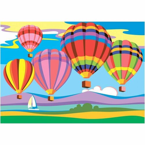 Картина по номерам Lori Транспорт. Воздушные шары, для малышей (Ркн-104)
