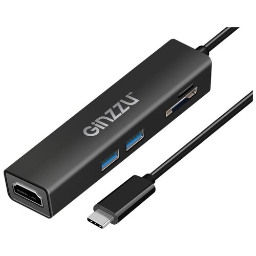 Карт-ридер Ginzzu EXT GR-567UB USB Type-C - HDMI/2xUSB 3.0/microSD/SD Black 17432