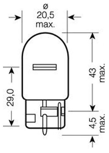 OSRAM 7505 Автолампа W21W (W3*16d) 12V OSRAM /10/50, упак 1шт