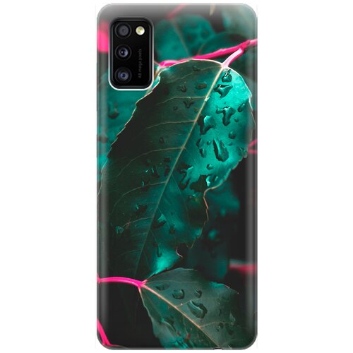 фото Re:pa накладка transparent для samsung galaxy a41 с принтом "капли на листьях"