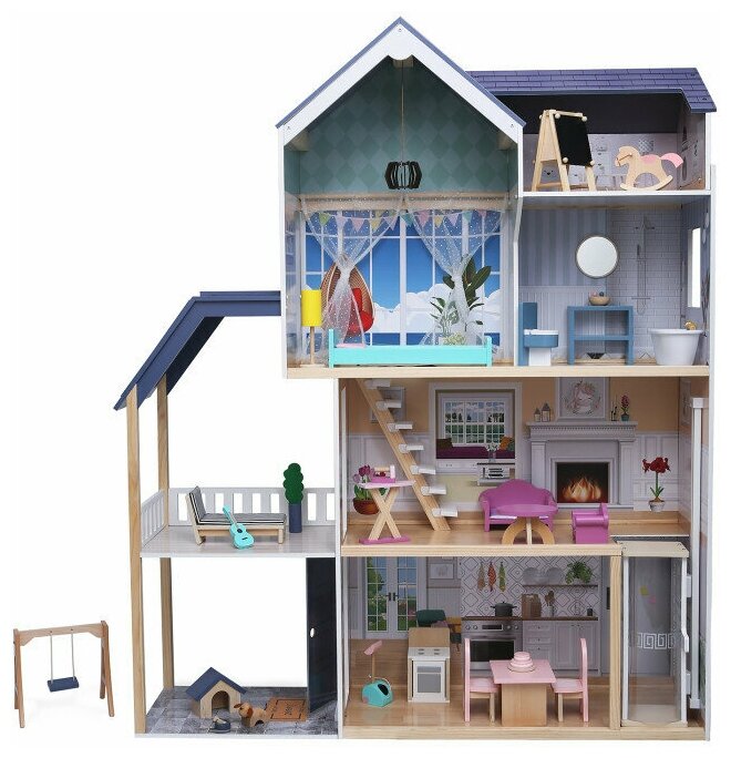 Деревянный кукольный домик Мэделин Авенью с мебелью (28 предметов)