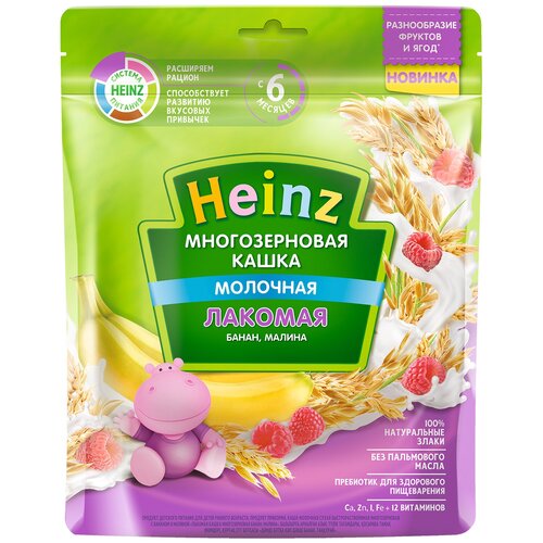 каша кукуруза молочная heinz лакомая тыква чернослив морковочка с 5 месяцев 170 г Каша Heinz молочная Лакомая многозерновая с бананом, малиной, с 6 месяцев