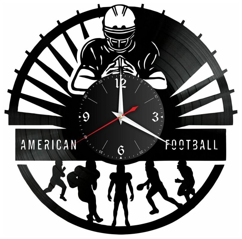 Часы из винила Redlaser "American Football, Американский Футбол, футболисты, футболист в снаряжении" VW-10514