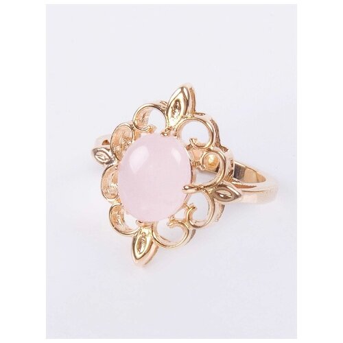фото Кольцо lotus jewelry, бижутерный сплав, золочение, кварц, размер 19, розовый