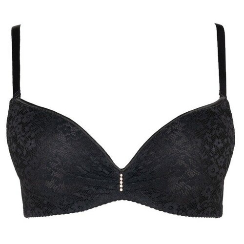 фото Бюстгальтер женский, цвет чёрный, размер 80в вайт коттон