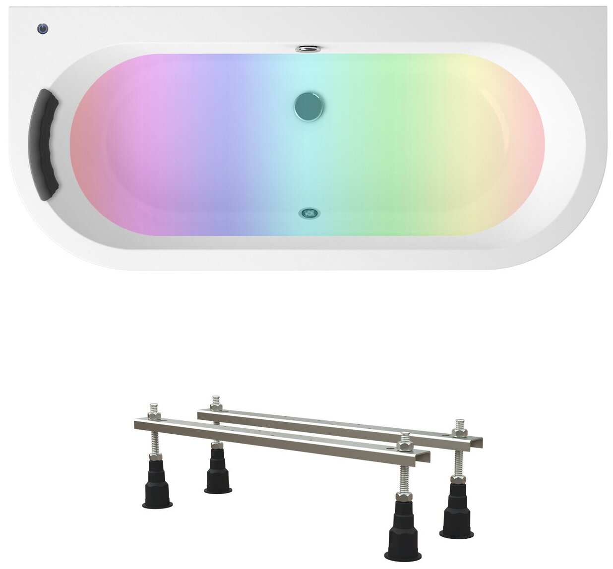 Комплект 4 в 1 Lavinia Boho Art S3-3708075P, акриловая ванна 170x75 см, ножки, подголовник, хромотерапия